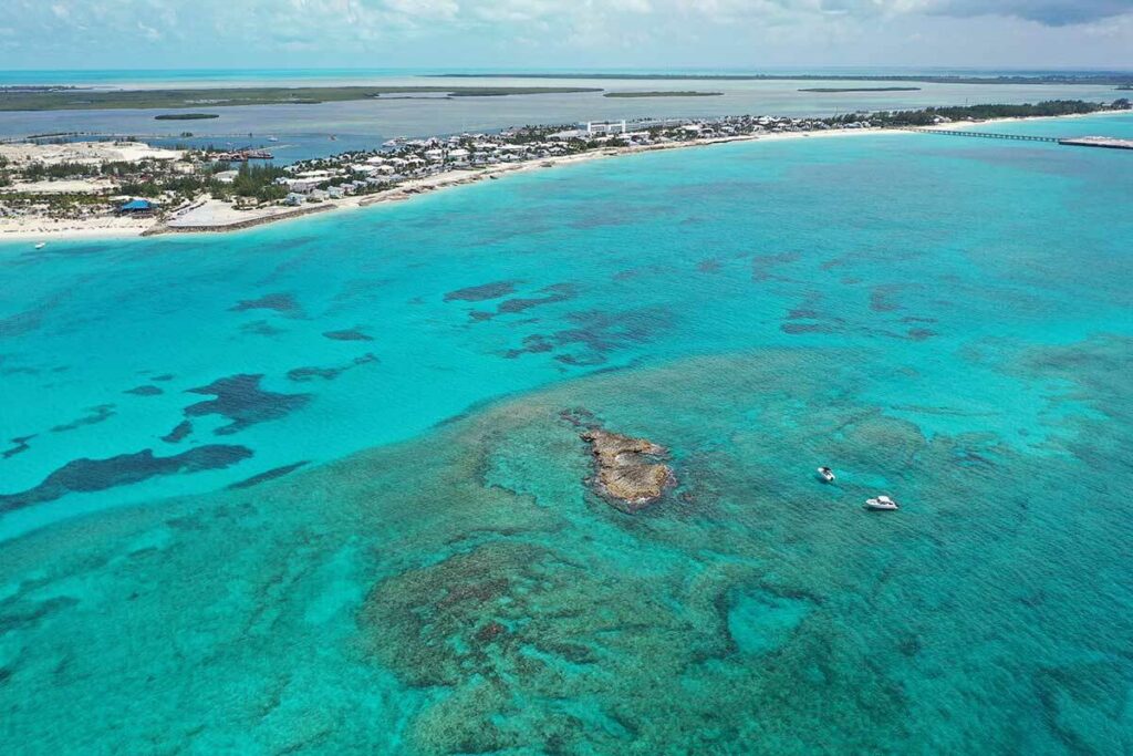Aerial view of North Bimini.